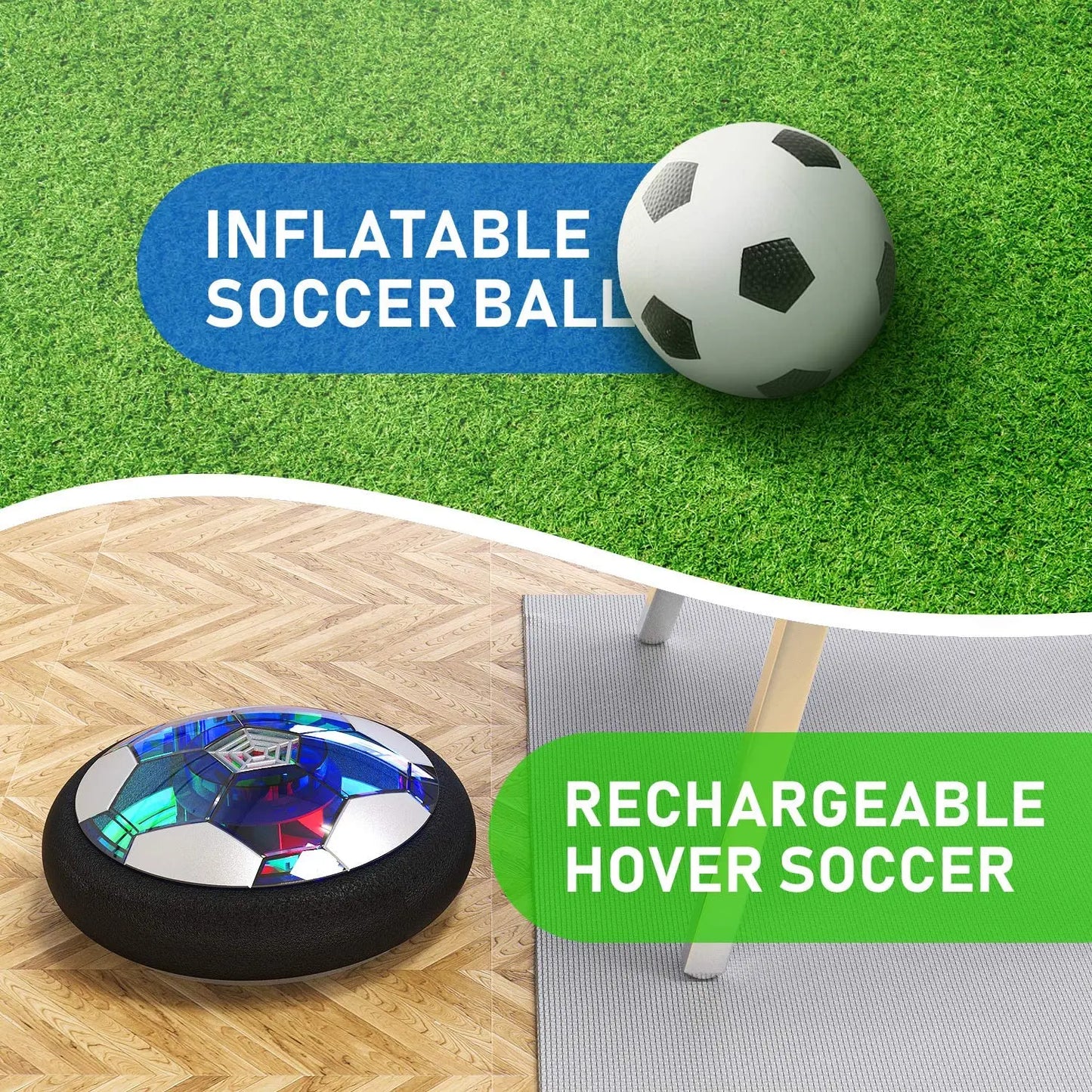 Kids Toys Hover Soccer Ball toys Rechargeable Air Soccer Ball Indoor Floating Soccer with LED Light  Christmas Gift for Kids