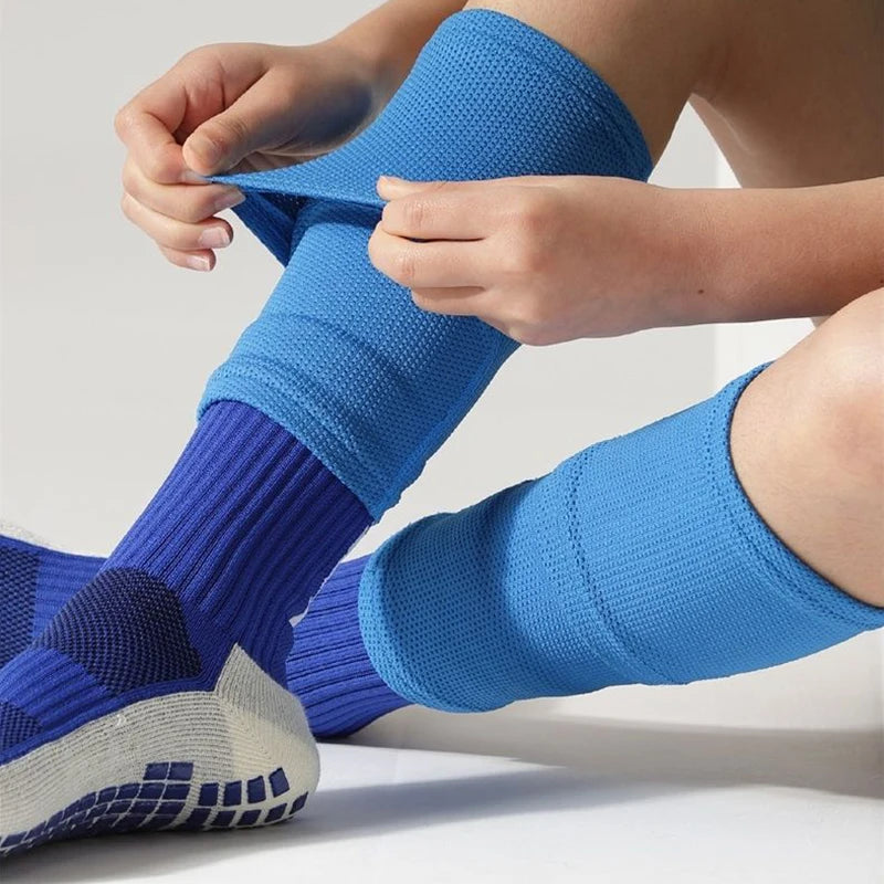 1 Kits Football Shin Guard Adults Kids Socks With Pocket Professional Soccer Leg Cover Sleeves Protective Gear 5 Colors